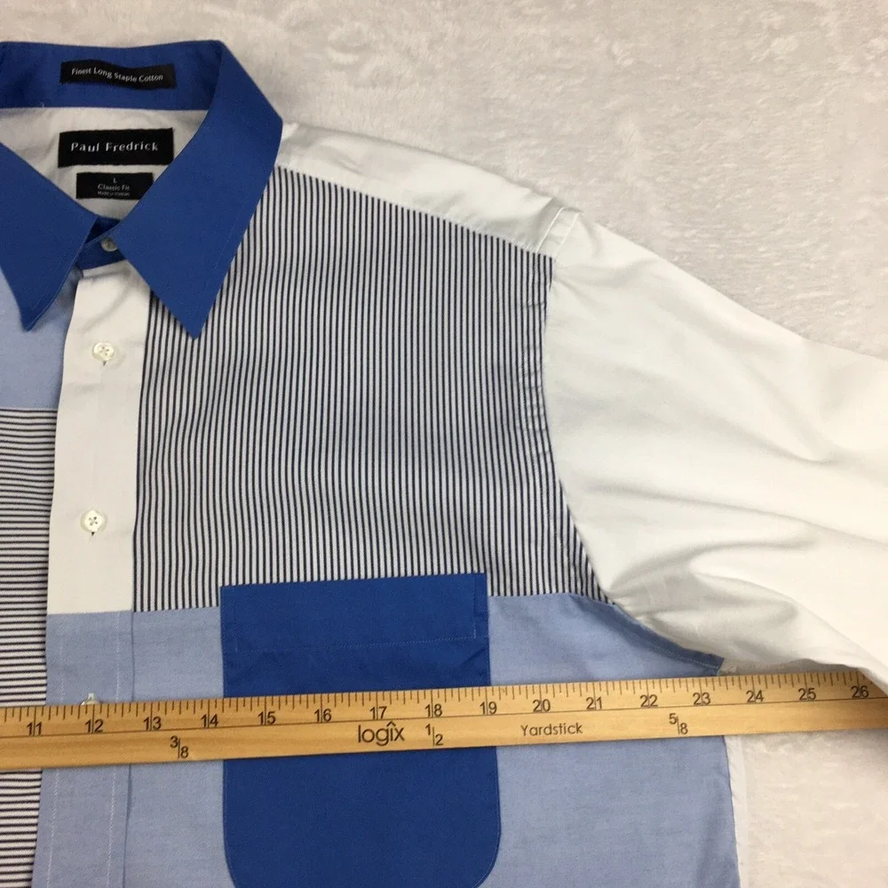 Paul Fredrick‎ Shirt Mens Large Multi-Pattern Panels Classic Fit